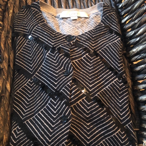 PRE-OWNED ANN TAYLOR LOFT GEOMETRIC CARDIGAN W/SEQUINS SMALL - Picture 1 of 8